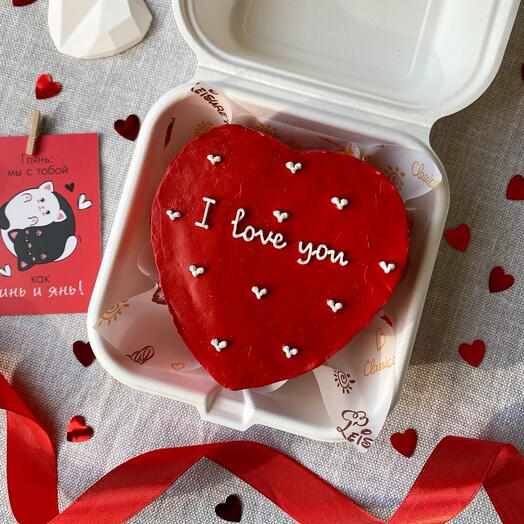 Бенто торт в форме сердца 500г «I love you»