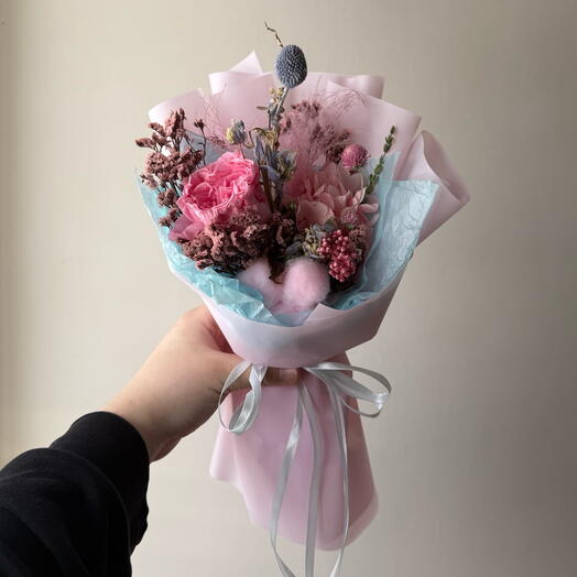 Дофаминовый букет с пионом 🩵🩷💙