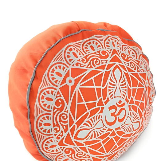 Красивая круглая подушка пуф, 2 чехла, регулируется плотность, лузга, Dream Om Orange