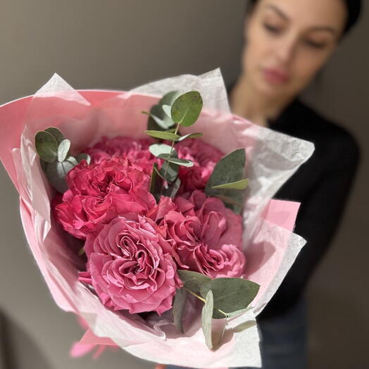 Букет из пионовидной розы Кантри Блюз + 🎁