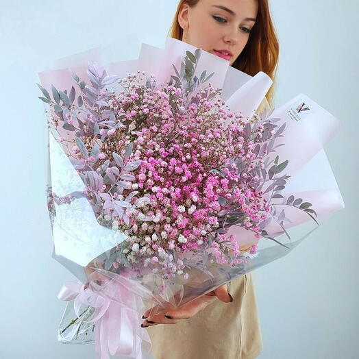 Монобукет из 7 нежно-розовых гипсофил