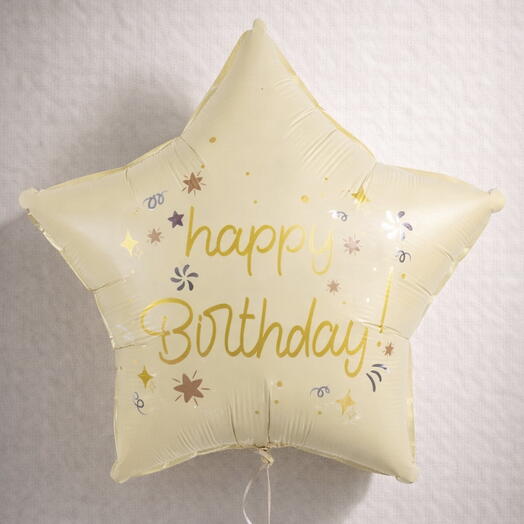 Фольгированная фигура, воздушный шар звезда «Happy Birthday». На День рождения