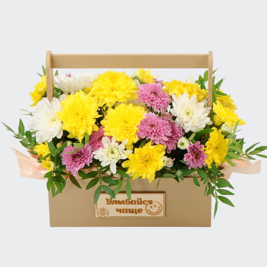 Композиция из кустовой хризантемы и зелени 🌼🌼