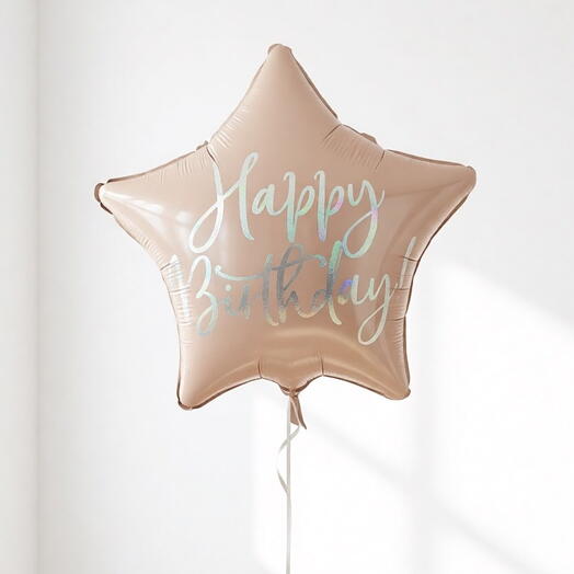 Фольгированный шар-звезда «Happy Birthday», сатин, PartyDeco