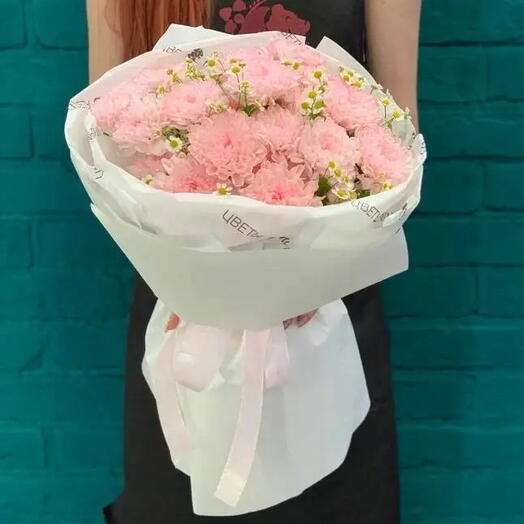 Скидка 30%😍  Зефирный  букет из розовых хризантем🌷