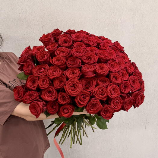 Букет из 77 красных роз 60см 🌹🌹