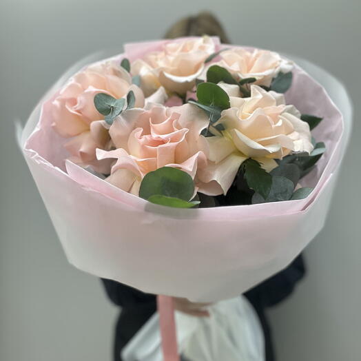 АКЦИЯ‼️Букет из Французской розы и эвкалипта 🌸