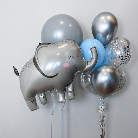 Cute Elephant Foil Balloon Set