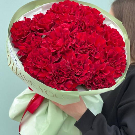 Букет из 15 красных французских роз