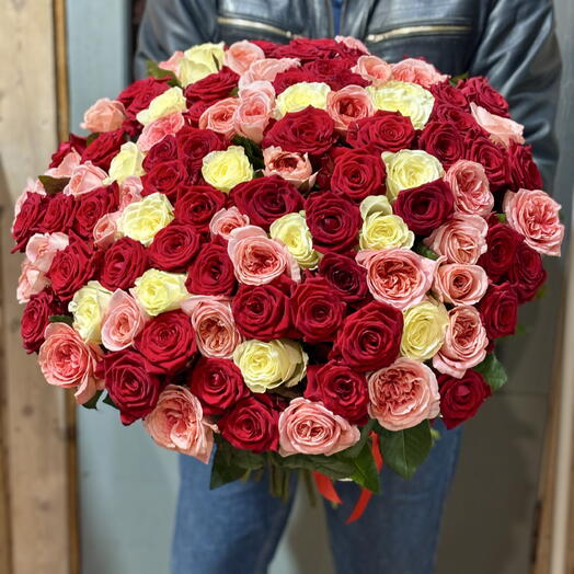 101 роза микс, 50 см