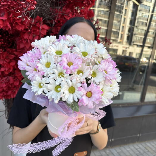 Милый комплимент ромашек в шляпной коробке💝