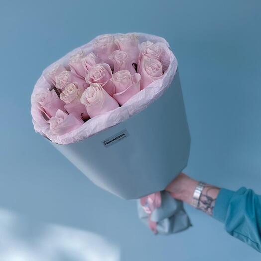 Букет из 15 роз Pink Mondial «Розовый бархат» 🌸 38679