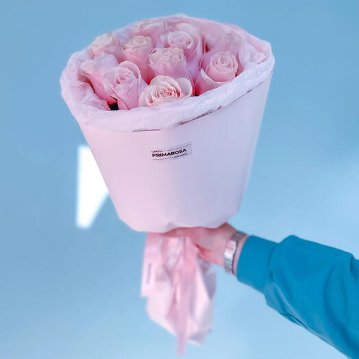 Букет из 11 роз Pink Mondial «Нежный розовый» 🌸 38678