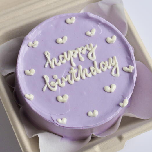 Бенто-торт сиреневый фиолетовый «Happy birthday» девушке на День рождения