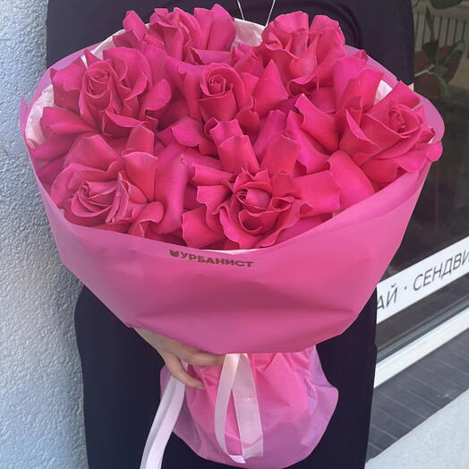 Букет из ярко розовых французских роз 💖