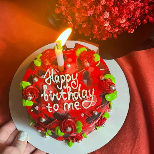 Бенто торт на день рождения, happy birthday to me, красный, Бенто с цветами , подруге, жене, девушке, сестре, маме
