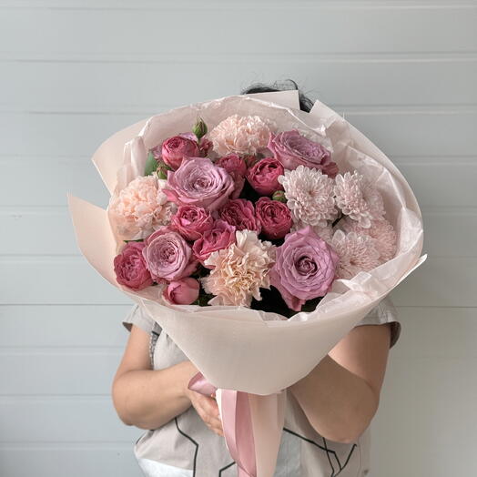 Нежный букет в розово-сиреневой гамме 🌸