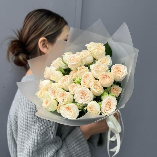 Персиковые Пионовидные Розы 7 шт 💖