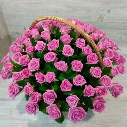 Cesta de 101 rosas Rosadas