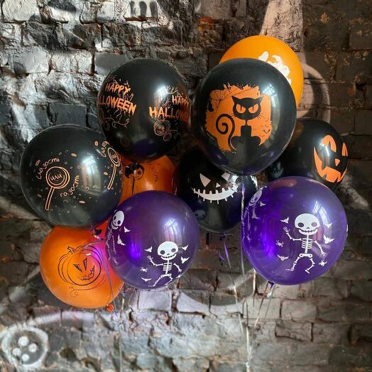 A bundle of 10 helium balloons "Russian Halloween"