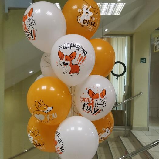 15 balls with a corgi pattern