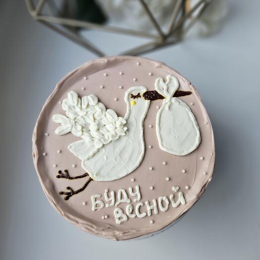Bento cake for gender party, gender cake with stork