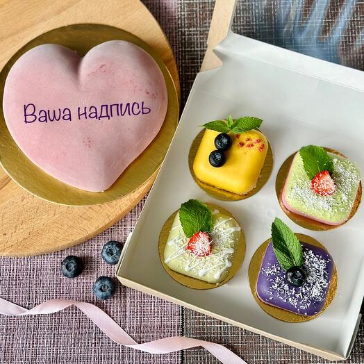 Полезный тортик «Малина-мята» + набор десертов из 4х штук без сахара, глютена и лакозы🌱