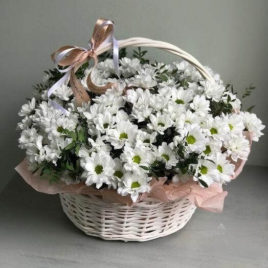 Большая корзина ромашек