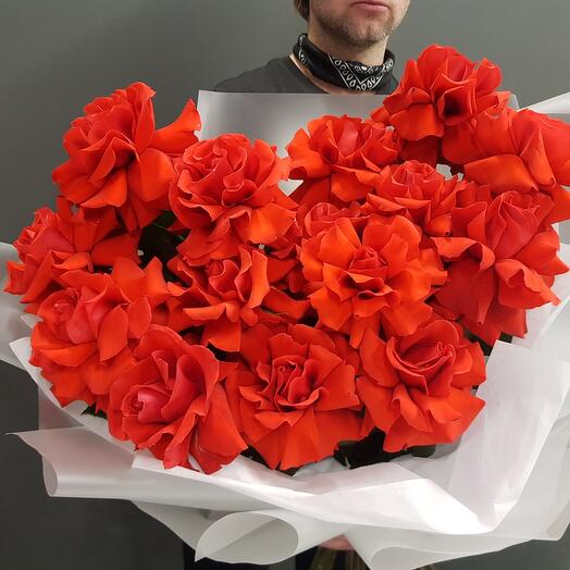 Букет из 15 французских роз сорта Нина