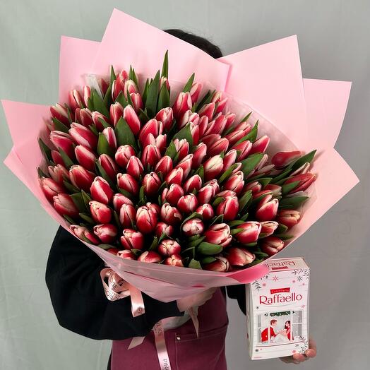 101 премиум тюльпан + Рафаелло