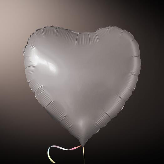 Foiled helium silver heart 18"