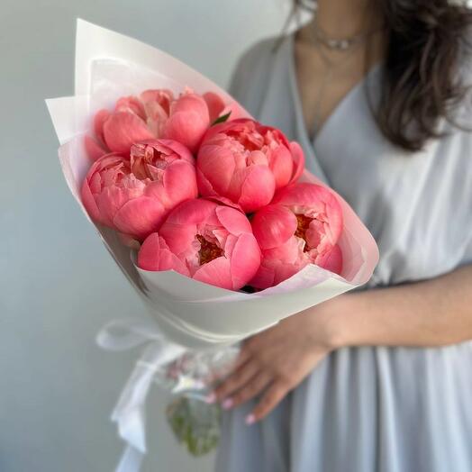 5 Pink Peonies Coral Charm