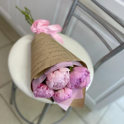 5 peonies by Sarah Bernhardt in craft