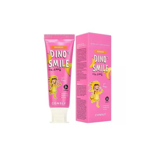 Consly Dino s Smile Kids Паста зубная гелевая детская с ксилитом и вкусом банана - 60 г
