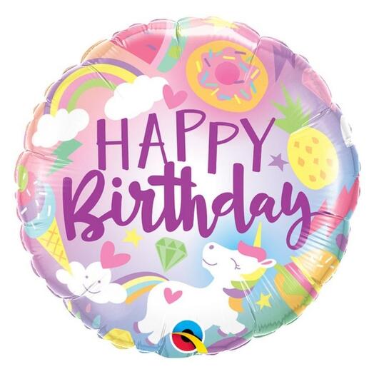 Шар фольгированный "Happy Birthday" с гелием (ш)