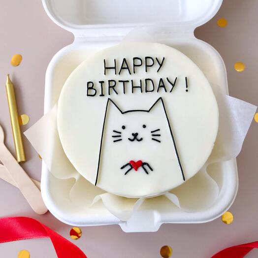 Бенто-торт с котом «Happy birthday», «С днём рождения»