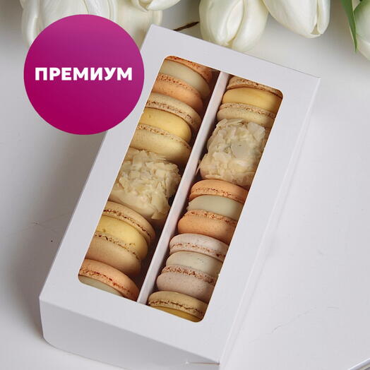 NEW! Премиум набор макаронс «Гурмэ» с сыром (дорблю груша, манго маракуйя, кокос, ваниль)