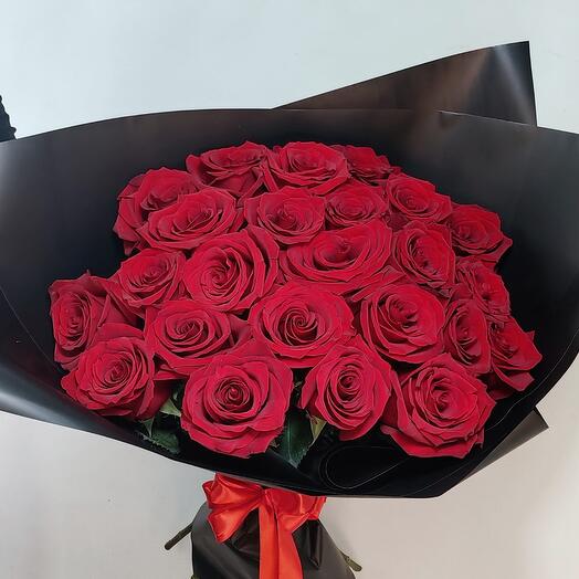 АКЦИЯ! 25 бордовых роз Эквадор с крупным бутоном в стильной упаковке🌹