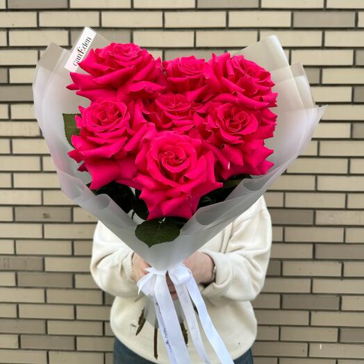 Bouquet of bright pink French roses