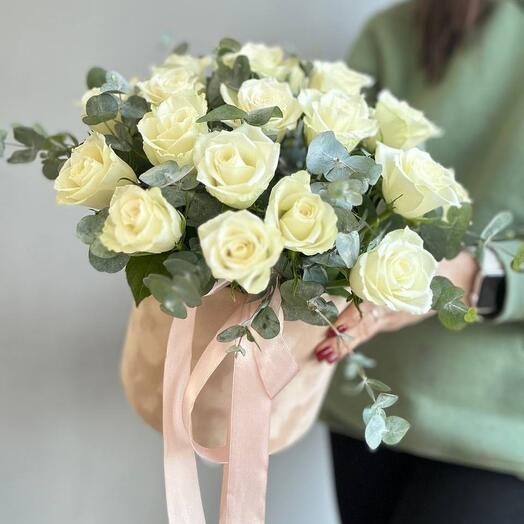 -20%АКЦИЯ🌹Цветы в шляпной коробке/роза кения/кенийская роза/Цветы в Уфе /Доставка цветов Уфа /Цветы Уфа
