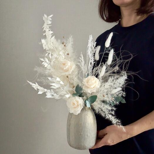 Интерьерная композиция из стабилизированных цветов «Воздух»