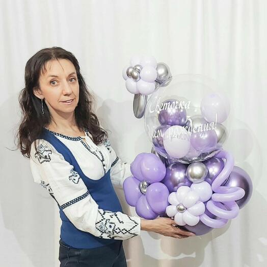 Шар с надписью и цветами