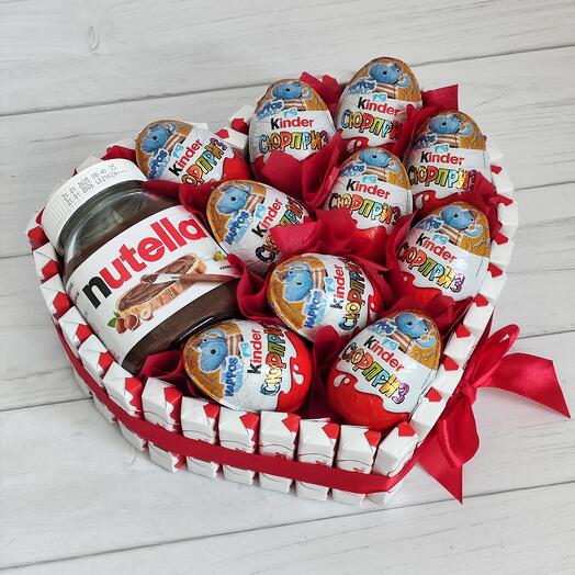 Сердце с киндерами и нутеллой
