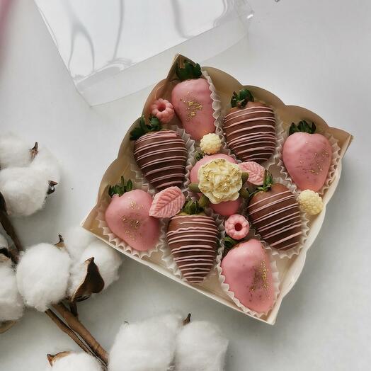 Juego de fresas cubiertas de chocolate 9 bayas