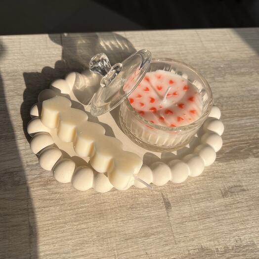 Набор 2 свечи на гипсовом подносе