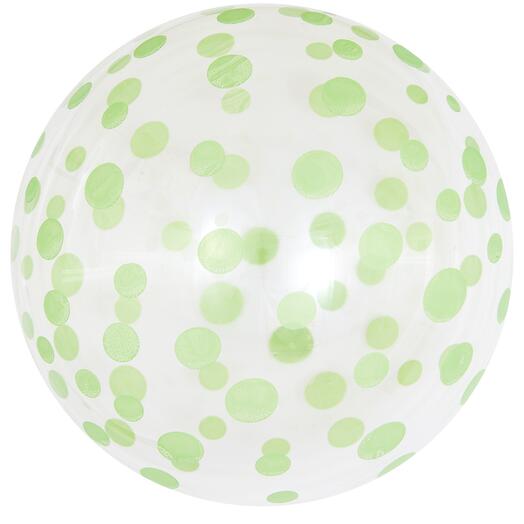 Шар (18  /46 см) Сфера, Deco Bubble, Зеленое конфетти, Прозрачный