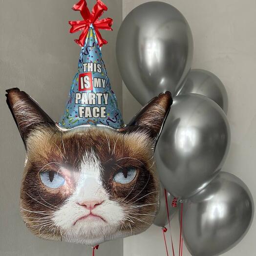 Воздушные шары с суровым котом