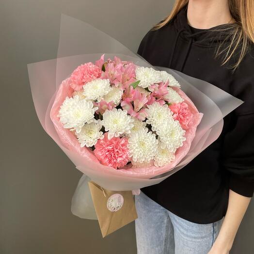 Искра💗 Сборный авторский букет с диантусом, альстромерией, хризантемой