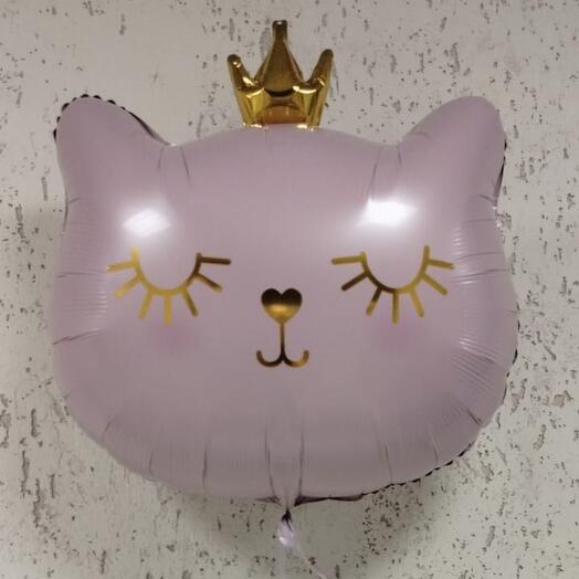 Foil Balloon Small Crown Cat Pink