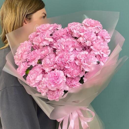 Большой монобукет из розовых гвоздик Pink